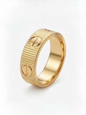 Men Women New Love Design Ring Stainless Steel Gold Tone | Elegant Jewelry